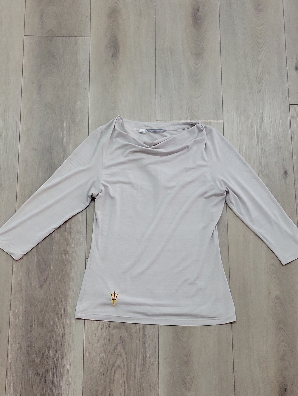 Cutter & Buck Light Cream 3/4 Sleeve Draped Neck Top ASU Logo
